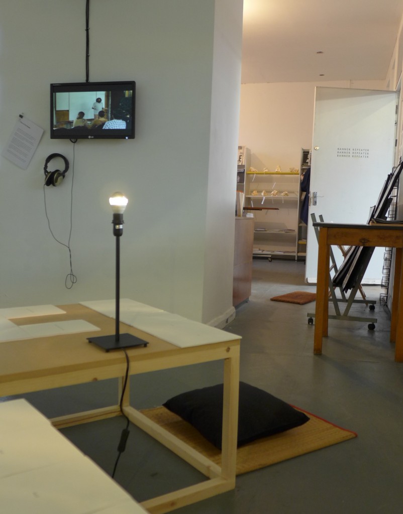 Clockwise: Rise of the reader, Prototype of the Museum of Vestigial Desire shop (background) and The Reading Laboratory, 2013; installation shot